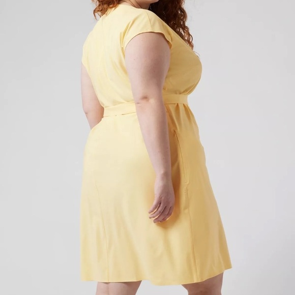 Athleta Newport Wrap Dress, City Stripe Lunaria Yellow SIZE XL - Picture 5 of 10